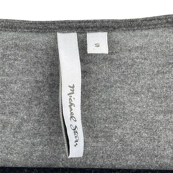 Michael Stars Modal Leather Drapey Open Front Blouse Grey Black Soft Women Med - Picture 5 of 8